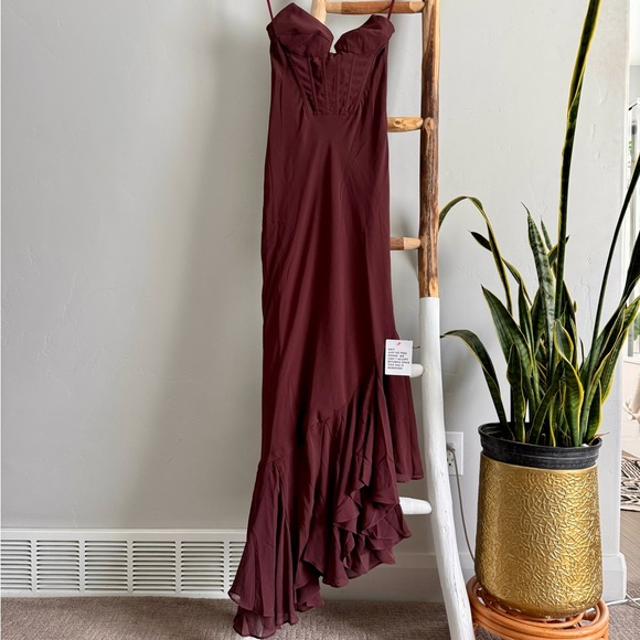 🔥NWT🔥 ASOS Corset Dress w Ruffle Asymmetrical Hem - Picture 7 of 16